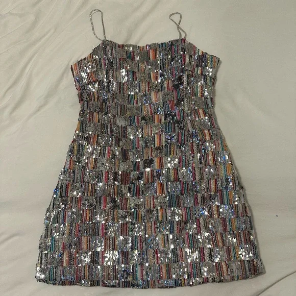 Nasty Gal Multicolored Sequin Dress NWT, perfect for Eras Tour! Size 10 - Picture 2 of 7